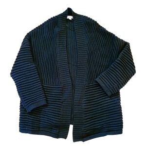 Oversized Prolouge Ribbed Cardigan Sweater Size Small Black
